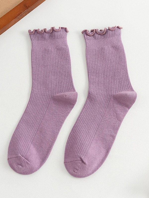 Purple Simple Falbala Socks