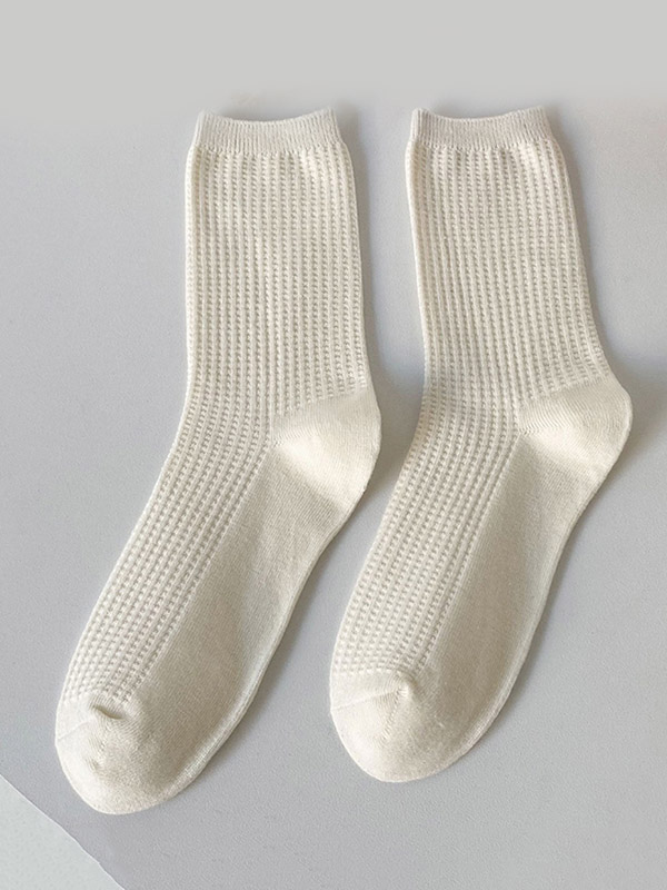 Creamy White Simple Casual Socks