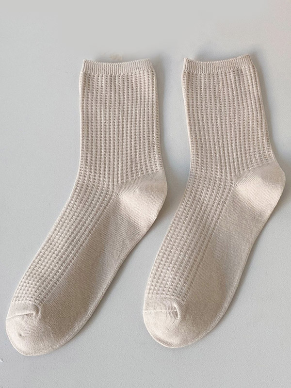 Light Khaki Simple Casual Socks