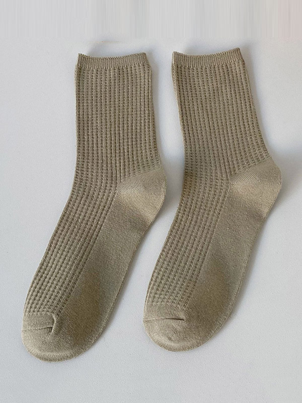 Khaki Green Simple Casual Socks