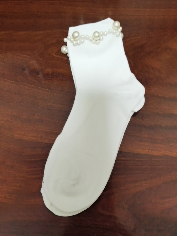 White Urban Beaded Pearl Socks Accessories