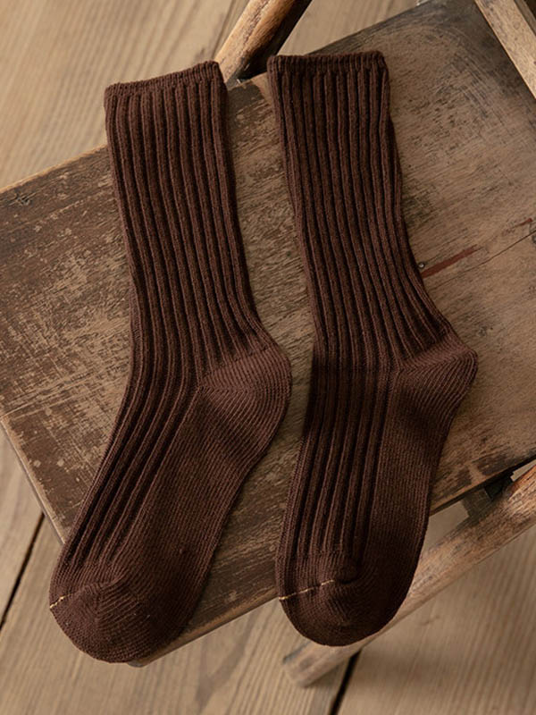 Deep Coffee Vintage Casual Simple Socks