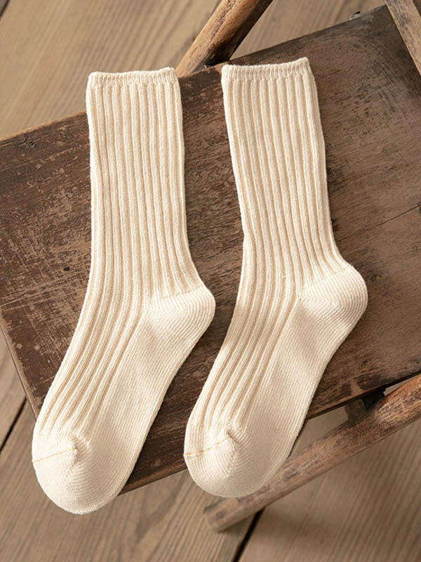 White Vintage Casual Simple Socks