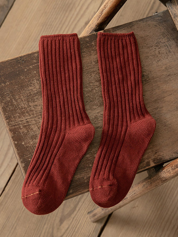 DARK RED Vintage Casual Simple Socks