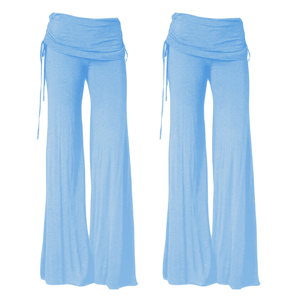 Pure Color Low Waist Yoga Wide-legs Long Pants  Wide leg yoga pants, Boho  pants, Bell bottom trouser