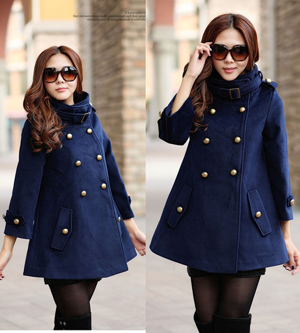 Stand Collar Double-breasted Cloak Coat