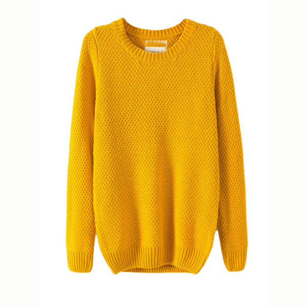 Loose Knit Crew Neck Pullover Sweaters