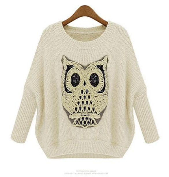 Loose Owl Pattern Sweater on Luulla