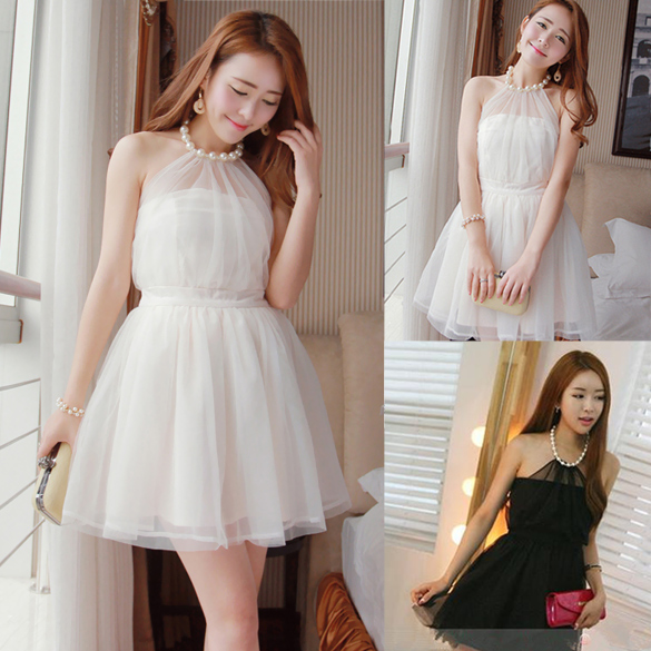 Net Yarn Backless Doubledeck Mini Dress on Luulla