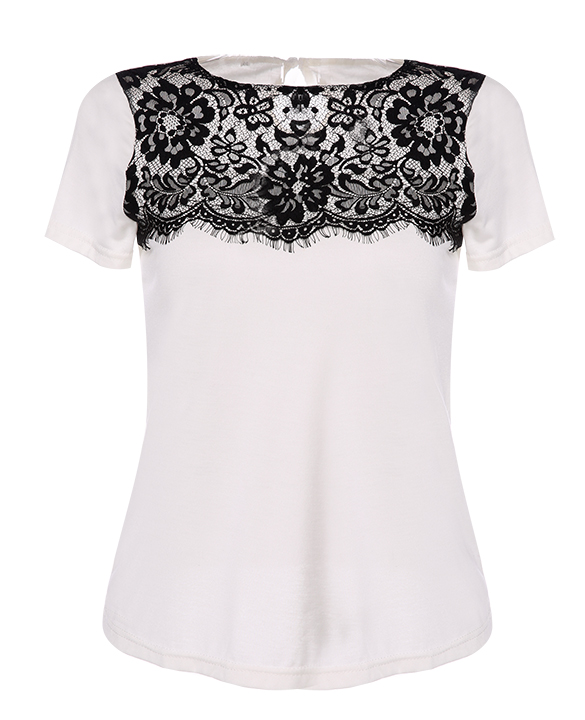 Lace Splicing Casual Tops Blouse
