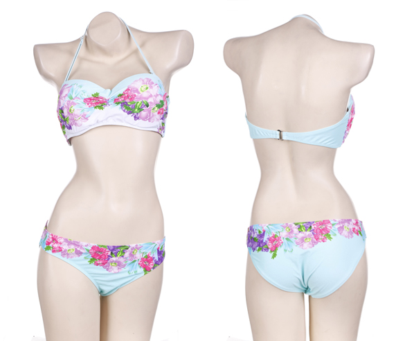 Halter Floral Push-up Bikini Set