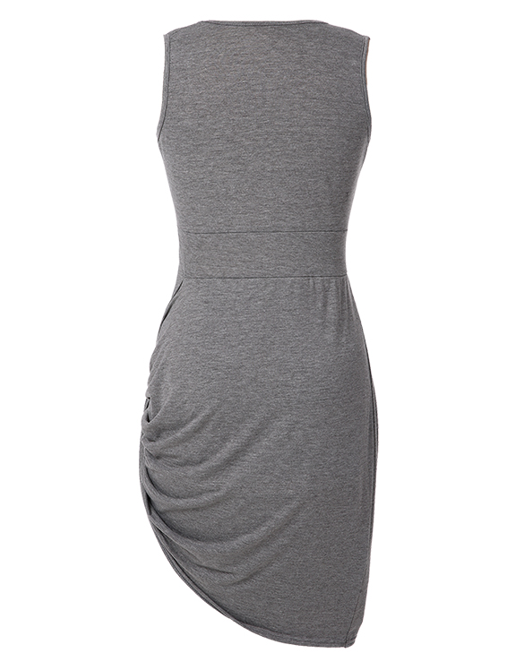 Slim Deep V-neck Irregular Hem Dress on Luulla