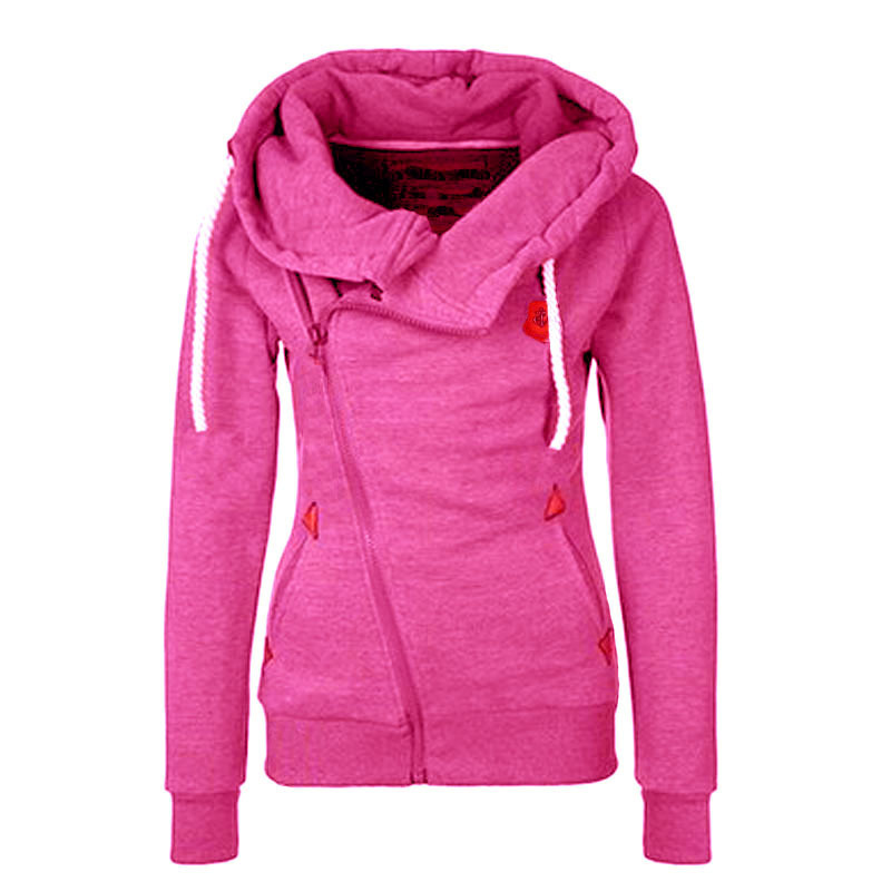Solid Color Zipper Women Sports Hooide On Luulla