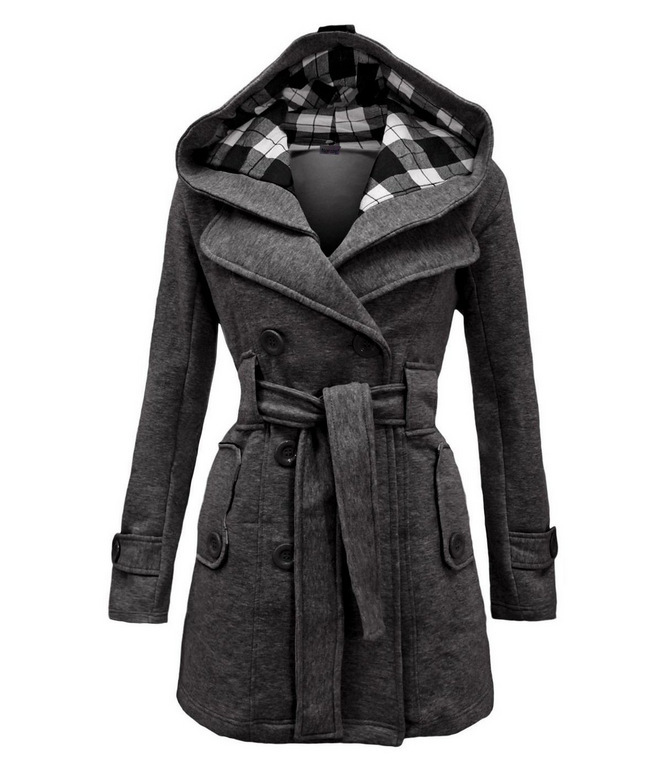 Plus Size Double Breasted Long Coat