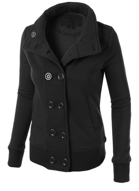 Women Button Hooded Coat With Removable Hat