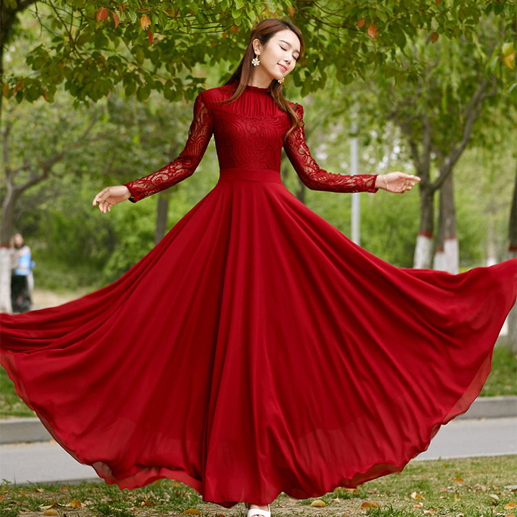Long Sleeve Red Maxi Dress Discount, 54 ...