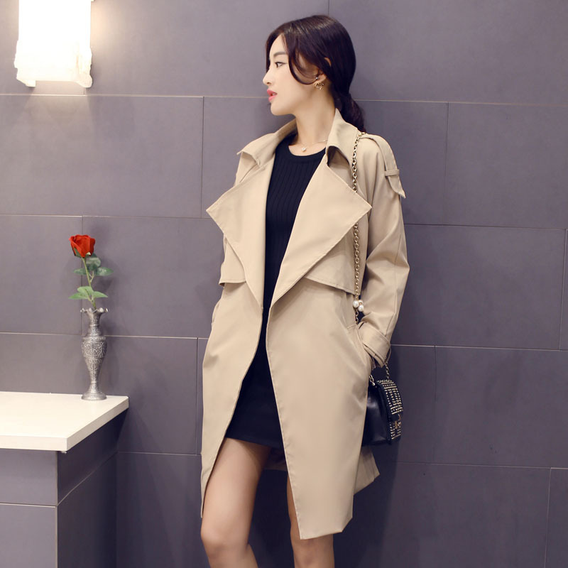 Lapel Casual Slim Plus Size Long Sleeves Knee-length Coat
