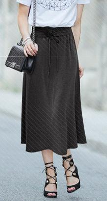 High Waist Draw String Slim Pleated Pure Color Long Skirt