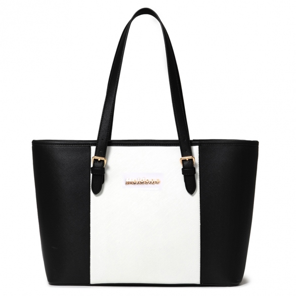Women Ladies Shoulder Bag Synthetic Leather Splicing Color Casual Ol Handbag