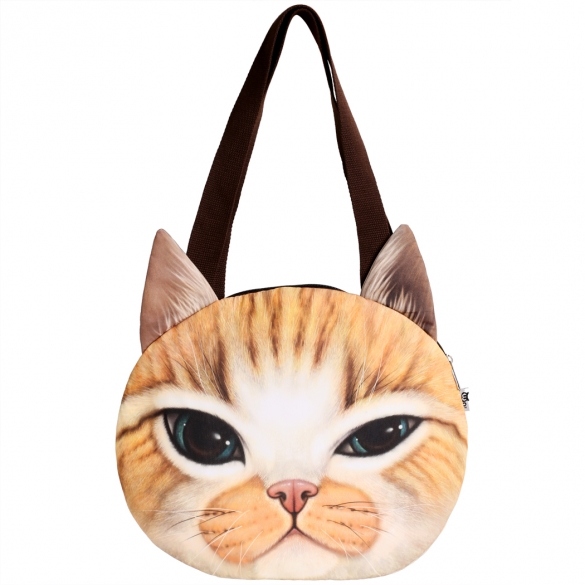 Finejo Fashion Women Cat Head Print Shoulder Bag Tote Clutch Handbag Purse