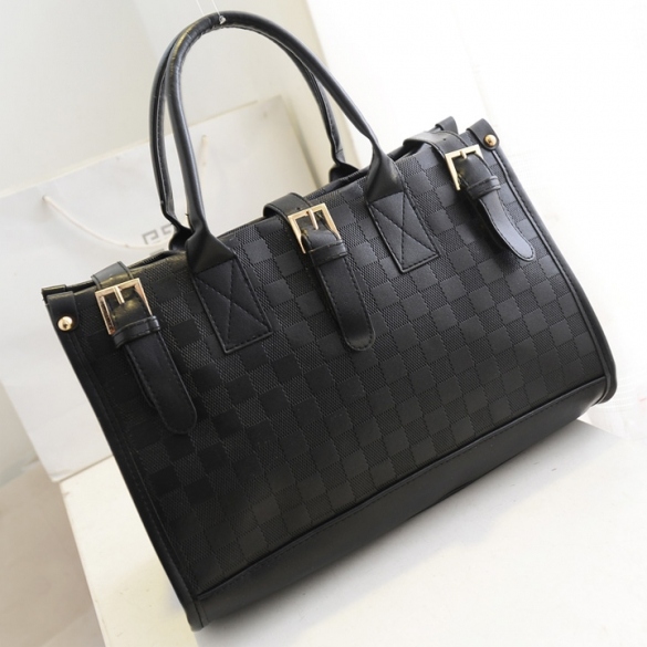 Women's Grid Bag Checker Board Synthetic Leather Handbag Shoulder Bag