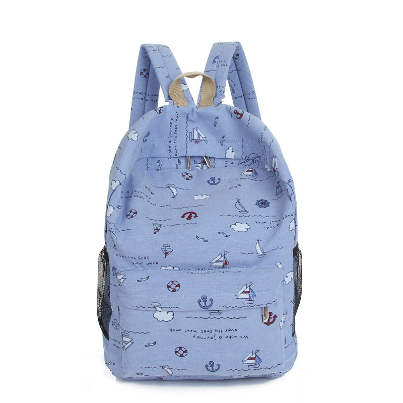 Bright Color Sailing Print Cute School Backpack Bag