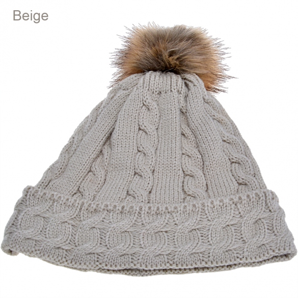 Lady Women's Fashion Elegant Warm Casual Knit Faux Fur Cap Hat