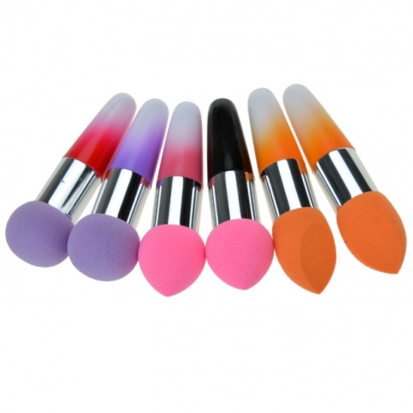 Women Pro Makeup Cosmetic Brushes Liquid Cream Foundation Concealer Sponge Lollipop Brush 2 Pcs Set