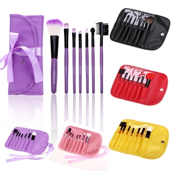 Fashion Professional 7pcs Soft Cosmetic Tool Makeup Brush Set Kit With Pouch