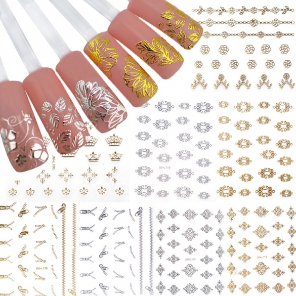 12 Sheets Pretty 3d Flower Nail Stickers Manicure Decals Nail Art Diy
