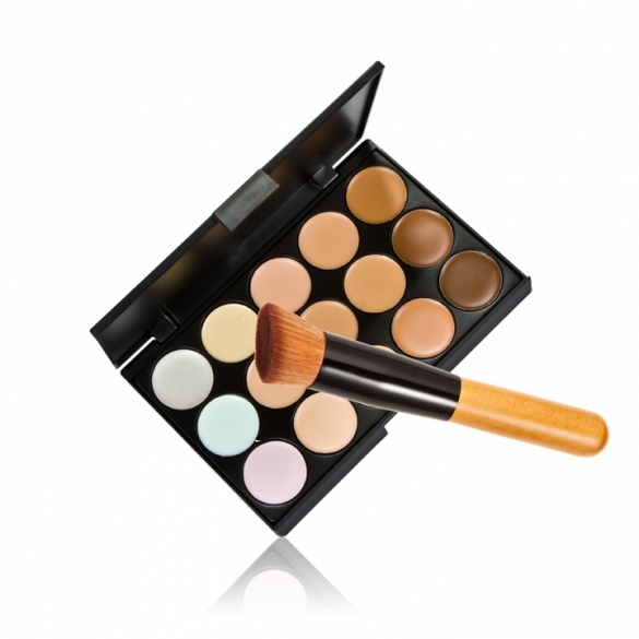 15 Colors Neutral Makeup Concealer Foundation Cream Cosmetic Palette Set Tools With Brush