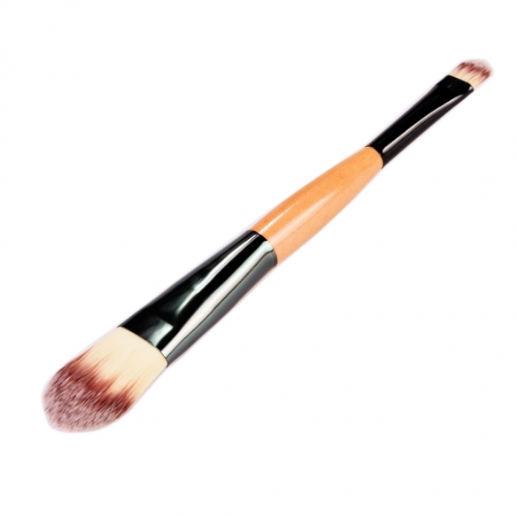 Wooden Makeup Brushes Essential Cosmetic Tools Dual Ended Face Flat Contour Foundation Brush Lip Brush
