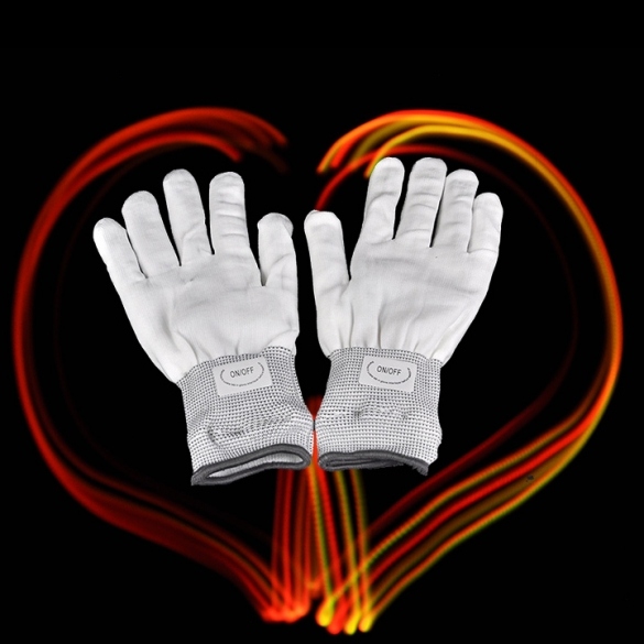Led Rave Flashing Gloves Glow 7 Mode Light Up Finger Lighting White