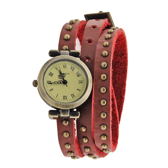 Classic Leather Strap Roma Number Dial Quartz Woman Watch