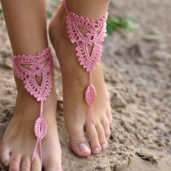 High Quality Fashion Lady Women's Handmade Crocheted Foot Showcase Lace Anklets