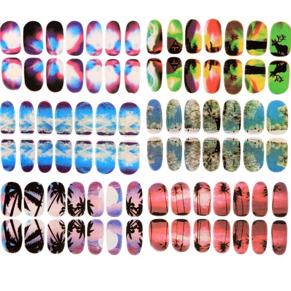 New 6 Sheets Nail Art Transfer Stickers 3D Design Manicure Tips Decal Decoration