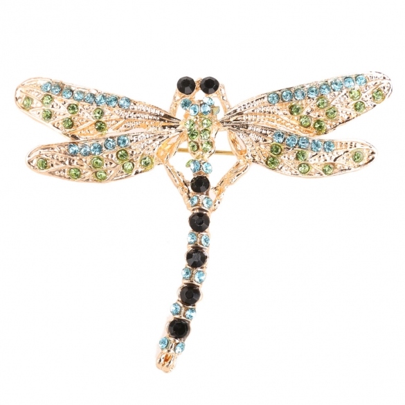Women Fashion Jewelry Brooch Retro Lovely Dragonfly Shape With Rhinestone Scarf Lapel Pin Brooches