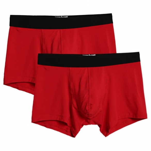 Ekouaer Men Boxer Solid Soft Medium Waist Daily Underwear Pack Of 2