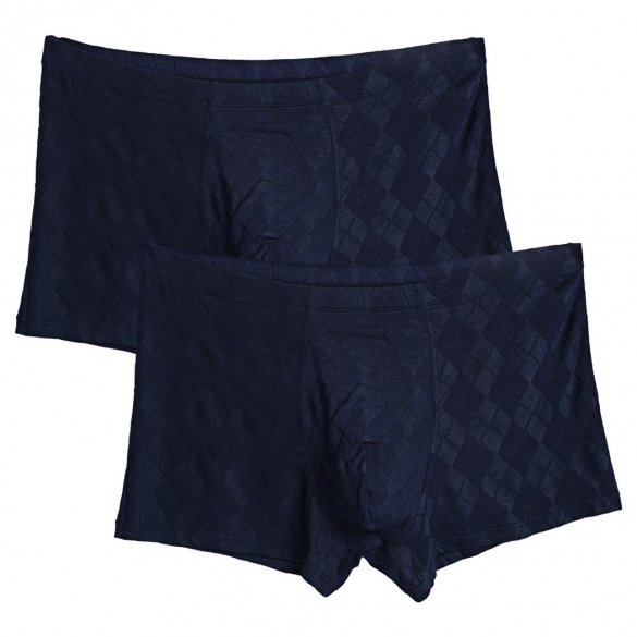 Ekouaer Men Boxer Plain Plaid Soft Medium Waist Daily Underwear Pack Of 2