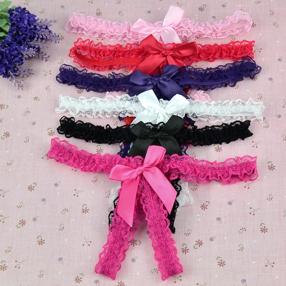 Women's Sexy Butterfly Lace Open Butt Thongs G-string V-string