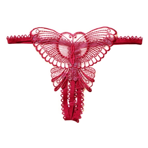 Women's Sexy Butterfly Lace Open Crotch Thongs G-string V-string