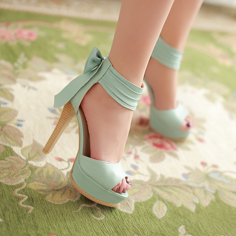 High Platform Roman Bowknot Peep Toe Sandals