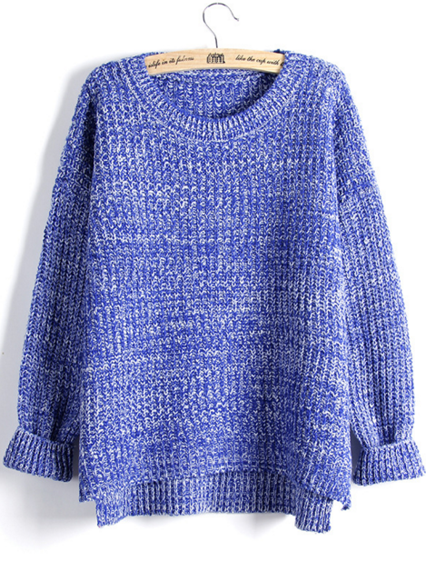 Asymmetric Split Scoop Pullover Loose Short Sweater