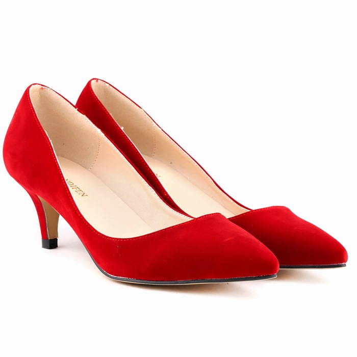 Red medium heel shoes hot sale