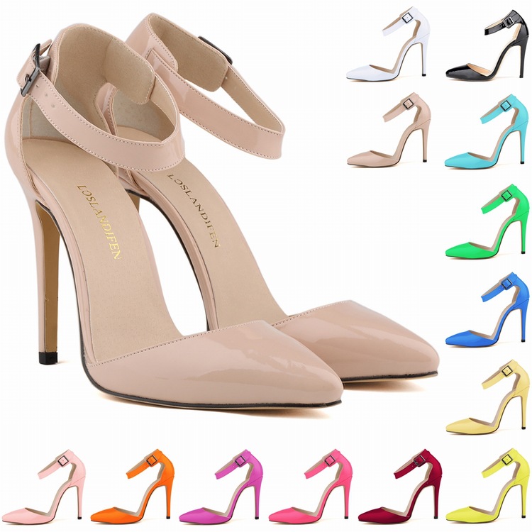 Pointed-toe Stiletto Heels With Adjustable Buckle Ankle Strap