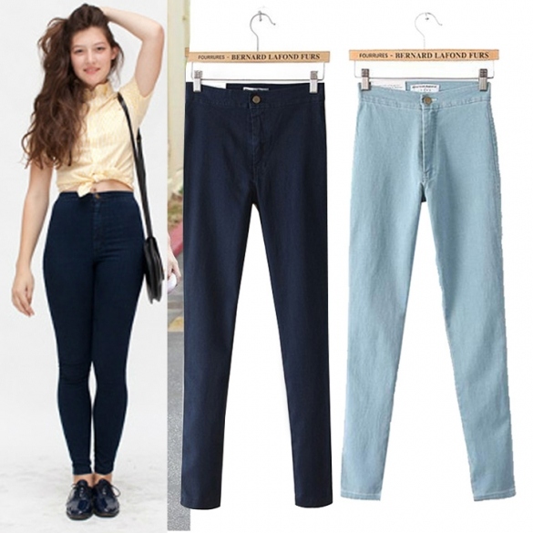 Women's Jeans Pants Elastic Denim High Waist Pencil Pants
