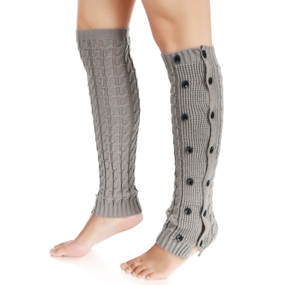 Zeogoo Women Knit Crochet Double Button Long Leg Warmers Knee High Boot Socks