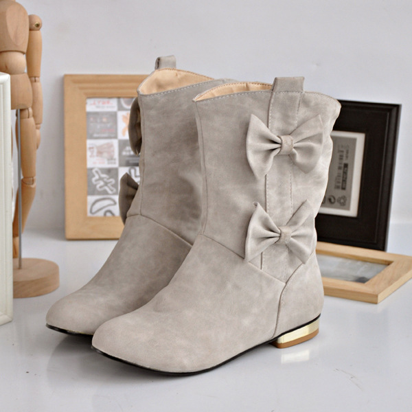 Cute Bowknot Casual Round Head Women's Boots