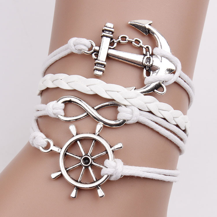 Anchor Number Eight Leather Bracelet