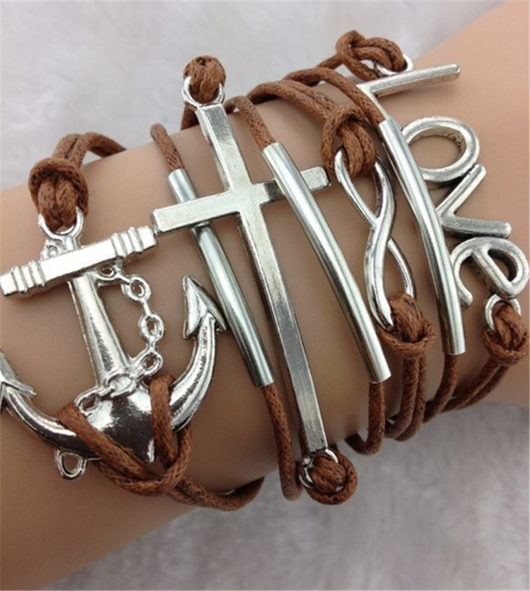 Anchor Love 8 Multielement Wax Line Bracelet